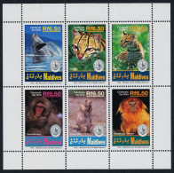 Maldives - 1994 - Sierra Club Whale Monkeys Big Cat - Yv 1794/99 - Baleines