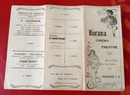 Programme Biorama Cinéma Théâtre Rue Mertens Bois Colombes 1921 Cinéma Music Hall L'ingénieux Ingénieur Judex - Programmi