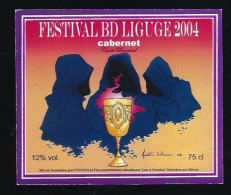 Etiquette Vin Cuvée Du Festival BD Ligugé 2004 Cabernet Henri Poiron & Fils  Maisdon Sur Sevre  Illustration - Weisswein