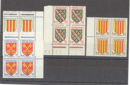 Yvert  1044 à 1047 - Armoiries De Provinces  - 4 Blocs De 4 Timbres Neufs Sans Traces De Charnières - Bords De Feuilles - Unused Stamps