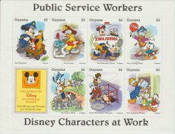 Public Service Workers, Disney Characters At Work. 5$, 1996. Postfris - Guyana (1966-...)