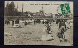 06 - 24 - France - Saône Et Loire - Etang Sur Arroux - 1913 - Carte Animée - La Foire Au Bétail - Vaches Et Cochons - Autres & Non Classés