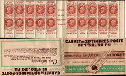 CARNET 517-C 2 (S. 63) Type PETAIN "ACHETEZ UN BILLET DE LA LOTERIE". Daté 18/8/42. BAS PRIX. A Saisir - Old : 1906-1965