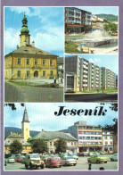 JENESIK, MULTIPLE VIEWS, ARCHITECTURE, TOWER WITH CLOCK, FOUNTAIN, CHURCH, CARS, CZECH REPUBLIC, POSTCARD - Tchéquie
