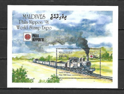 Maldives - 1991 - Trains - Yv Bf 195 - Trains