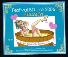 Etiquette Vin Cuvée Du Festival BD Lire 2006 Muscadet  Henri Poiron & Fils  Maisdon Sur Sevre  IllustrationAnne Guillard - Blancs