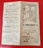 Programme Cinéma Concert Pierrot Blanc Palace Colombes (Hauts De Seine) Films Muets Concert Music Hall Avant 1914 - Programs