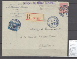 Maroc - Rabat Recommandée 1916 - Griffe : Troupes Du Maroc Oriental - Airmail