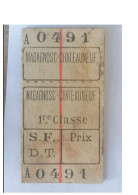 Ticket  Sncf, Ticket De Train Chateauneuf à Magagnosc Chemins De Fer Du Sud France - Andere & Zonder Classificatie