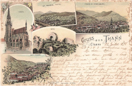 68 Gruss Aus Thann Kirche Burg St Amarin  CPA + Timbre Reich Cachet 1898 - Thann