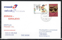 1997 Zurich ( Vaduz ) - Sarajevo    Swissair First Flight, Erstflug, Premier Vol ( 1 Cover ) - Altri (Aria)