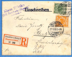 Allemagne Reich 1893 - Lettre Einschreiben De Frankfurt - G33851 - Brieven En Documenten