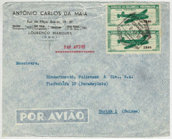 Moçambique 1947, Luftpostbrief Air Mail Nach Zürich (Schweiz), Flugzeug / Avion / Aeroplane - Mosambik