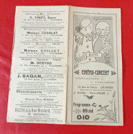 Programme Cinéma Concert Pierrot Blanc Palace Colombes (Hauts De Seine) Films Muets Concert Music Hall Avant 1914 - Programmes