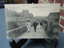 Cpa 1906 : Saint-Malo La Promenade Sur Les Remparts (Côté Est), Adressée Au Roitelet à Mers-les-Bains - Saint Malo