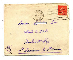 Lettre Flamme Muette Lyon Sur Semeuse - Mechanical Postmarks (Advertisement)