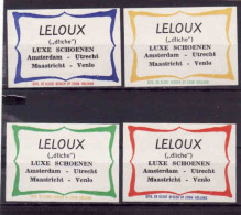 4 Dutch Matchbox Labels, Amsterdam Utrecht Maastricht Venlo - LELOUX /"dliche"/ Luxe Schoenen, Holland, Netherlands - Luciferdozen - Etiketten