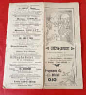 Programme Cinéma Concert Pierrot Blanc Palace Colombes (Hauts De Seine) Films Muets Concert Music Hall Avant 1914 - Programmi