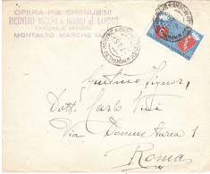 1959 L.25 GEMELLAGGIO ROMA PARIGI BUSTA OPERA PIA CHERUBINI MONTALTO MARCHE - 1946-60: Marcofilie