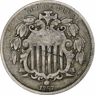 États-Unis, 5 Cents, 1867, Philadelphie, Nickel, TB, KM:96 - 1866-83: Escudo