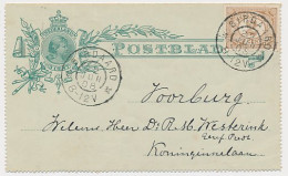 Postblad G. 3.x / Bijfrankering Birdaard - Voorburg 1908 - Ganzsachen