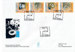 ITALIA 2014 FDC VENETIA CLUB BUSTONE FISICA NUCLEARE STRISCIA DI 4 FRANCOBOLLI - FDC