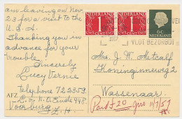 Briefkaart G. 313 / Bijfrankering Voorburg - Wassenaar 1957 - Postwaardestukken