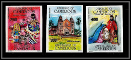 90153 Cameroun Cameroon N°346/348 Noel Christmas Nativité Enfant Child église Church Non Dentelé ** MNH Imperf  - Camerún (1960-...)