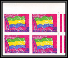 90101b Gabon (gabonaise) Essai (trial Color) Non Dentelé Imperf N°13 Service Drapeau (flag) Bloc 4 CDF - Stamps
