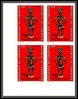 90062c Cameroun Cameroon N°791 Statuette Cuivre Non Dentelé ** MNH Imperf Sculpture Bloc 4 - Cameroun (1960-...)