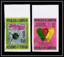 90047b Cameroun Cameroon N°836/837 Sida Aids Maladie Disease Non Dentelé ** MNH Imperf  - Kameroen (1960-...)