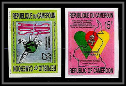 90047a Cameroun Cameroon N°836/837 Sida Aids Maladie Disease Non Dentelé ** MNH Imperf  - Kameroen (1960-...)