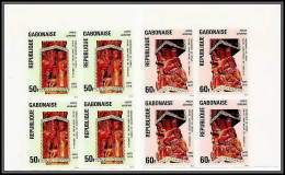 90030a Gabon (gabonaise) Non Dentelé ** MNH Imperf N°188/189 Noël Sculptures Eglises (church) Bloc 4 - Weihnachten