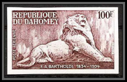 90024b Dahomey Non Dentelé ** MNH Imperf N°219 Lion De Belfort Bartholdi - Roofkatten