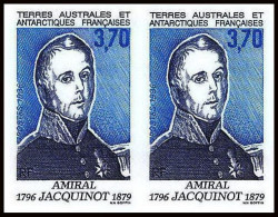 90000f/ Terres Australes Taaf N°207 Amiral Jacquinot Non Dentelé Imperf ** MNH Paire - Ongetande, Proeven & Plaatfouten