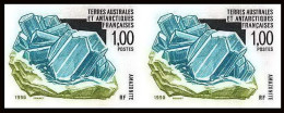 89999f/ Terres Australes Taaf N°203 Amazonite Mineraux Minerals Non Dentelé Imperf ** MNH Paire - Ongetande, Proeven & Plaatfouten