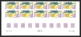 89992b/ Terres Australes Taaf N°220 Poa Kerguelensis Flore Flora Non Dentelé Imperf ** MNH Bloc 10 Coin Daté - Ongetande, Proeven & Plaatfouten