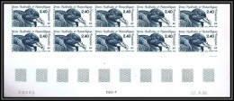 89977b/ Terres Australes Taaf N°204 Pétrel Oiseaux (birds) Non Dentelé Imperf ** MNH Bloc 10 Coin Daté - Imperforates, Proofs & Errors