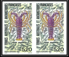 89971f/ Terres Australes Taaf PA N°141 Langouste Lobster Non Dentelé Imperf ** MNH Paire - Ongetande, Proeven & Plaatfouten