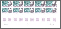 89953/ Terres Australes Taaf N°209 Lycopodium Flore Flora Non Dentelé Imperf ** MNH Bloc 10 Coin Daté - Non Dentelés, épreuves & Variétés