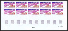 89938b/ Terres Australes Taaf N°199 Station Sodar Non Dentelé Imperf ** MNH Bloc 10 Coin Daté Type 1 Sans Trait  - Ongetande, Proeven & Plaatfouten