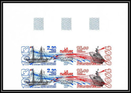 89909b Terres Australes Taaf PA N°106A 105/106 Navire La Curieuse Ship Non Dentelé Imperf ** MNH Bloc 4  - Imperforates, Proofs & Errors