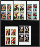 90592b Gabon (gabonaise) N°243/247 Fleurs Fleur Flowers Non Dentelé Imperf MNH ** Zingiber Gingembre Cola Acanth Bloc 4  - Other & Unclassified