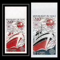 90553g Mali N°481 Upu Titanic Bateau Boat 1983 Essai Proof + Non Dentelé Imperf ** MNH Bande 3 Strip Satellite Telecom - U.P.U.