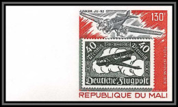 90503 Mali N°344 Avion Aviation Plane Airmail Allemagne 2 Germany Junker Ju 52 Non Dentelé Imperf MNH ** Stamps On Stamp - Mali (1959-...)