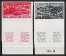 90472a Dahomey N°92 Jeux Olympiques Olympic Games Mexico 1968 Stade Stadium Essai Proof Non Dentelé Imperf ** MNH Paire - Benin – Dahomey (1960-...)