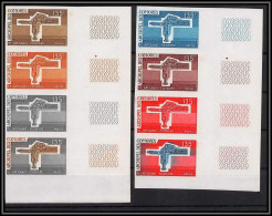 90444b Comores Comoros N°100 Couteau Poignard Knife Dagger Essai Proof Non Dentelé Imperf ** MNH Strip Bande 8 Couleurs - Nuevos