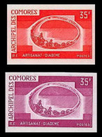 90430f Comores Comoros N°98 Diadème Diadem Bijoux Jewels Jewel Essai Proof Non Dentelé Imperf ** MNH 2 Couleurs - Ongebruikt