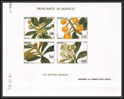 90296 Monaco N°31 4 Saisons Seasons Bibassier Néflier Japon Loquat Essai Proof Non Dentelé Imperf ** MNH Bloc Arbre Tree - Blocs