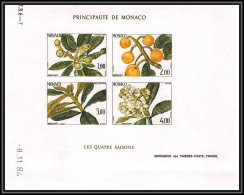 90296 Monaco N°31 4 Saisons Seasons Bibassier Néflier Japon Loquat Essai Proof Non Dentelé Imperf ** MNH Bloc Arbre Tree - Obst & Früchte